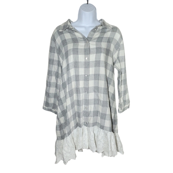 Soft Surroundings Tops - Soft Surroundings Plaid Lace Trim Top